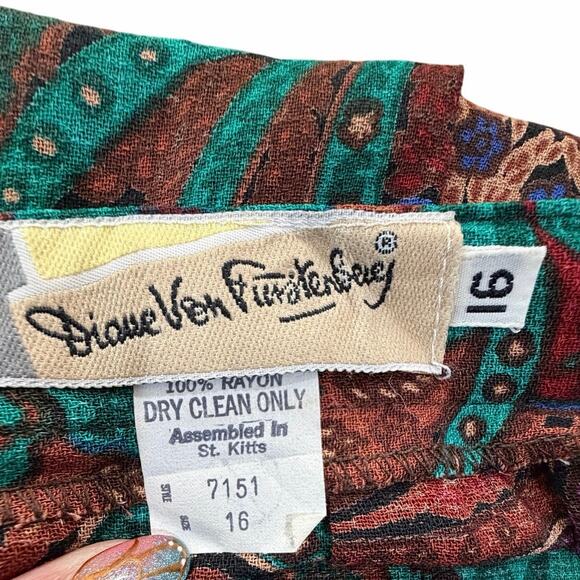 Vintage Diane von Furstenberg DVF Midi Skirt SZ 16 Paisley Fairy Dark Academia - Picture 6 of 14